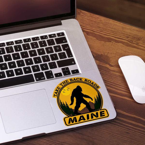 Maine Take The Back Roads Yeti Bigfoot Die Cut Vinyl Sticker