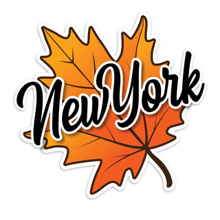 New York Autumn Leaf Die Cut Vinyl Sticker NY Decal