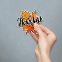 New York Autumn Leaf Die Cut Vinyl Sticker NY Decal