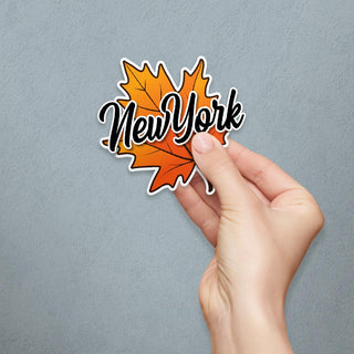 New York Autumn Leaf Die Cut Vinyl Sticker NY Decal