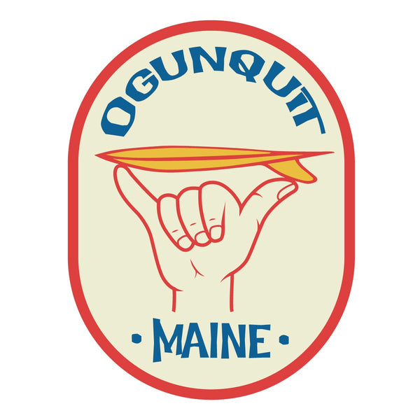Maine Cowabunga Surfing Mini Vinyl Sticker York Beach or Ogunquit