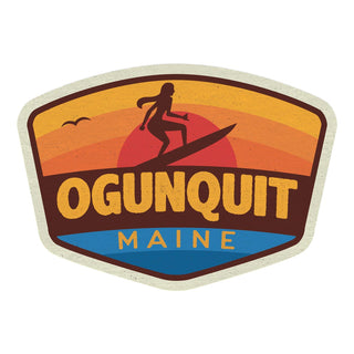 Maine Surfer Girl Ogunquit or York Beach Towns Mini Vinyl Sticker