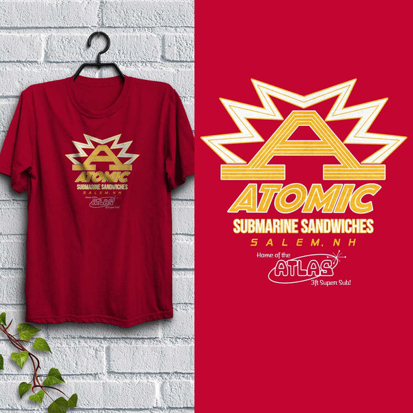 Atomic Subs T-Shirt Adult Unisex Red Tshirt, 100% Cotton, S-XXL, New England Memories