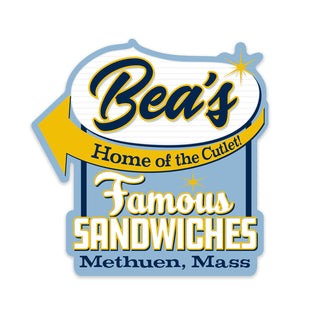 Bea's Famous Sandwiches Mini Vinyl Sticker, Methuen MA, New England Memories