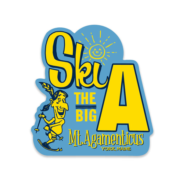 Ski The Big A Mount Aggie Mini Vinyl Sticker, York Maine Memories, Agamenticus Stickers