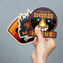 Maine Adventure Bear,Moose & S'mores Sticker Bundle, Set of 3 Die Cut Stickers
