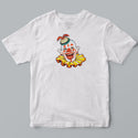 Clown Wearing Feather Hat T-Shirt, White Adult Unisex S-XXL, 100% Cotton