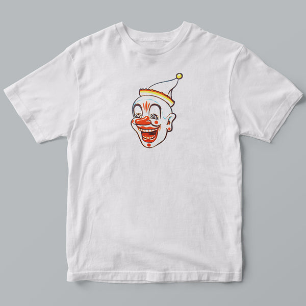Clown Wearing Pompom Hat T-Shirt, White Adult Unisex S-XXL, 100% Cotton