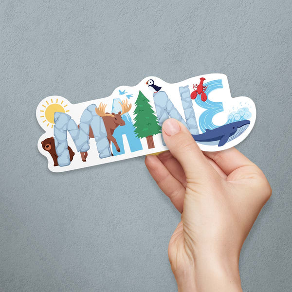 Maine Whimsical Animals Die Cut Vinyl Sticker
