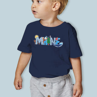 Buy navy-blue Maine T-Shirt: Whimsical Animals, 100% Cotton, Unisex Toddler 2T-5/6, Exclusive Retroplanet Design, ME T-shirts, Maine, Kids Tshirts