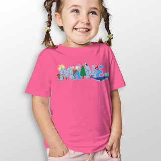 Buy hot-pink Maine T-Shirt: Whimsical Animals, 100% Cotton, Unisex Toddler 2T-5/6, Exclusive Retroplanet Design, ME T-shirts, Maine, Kids Tshirts
