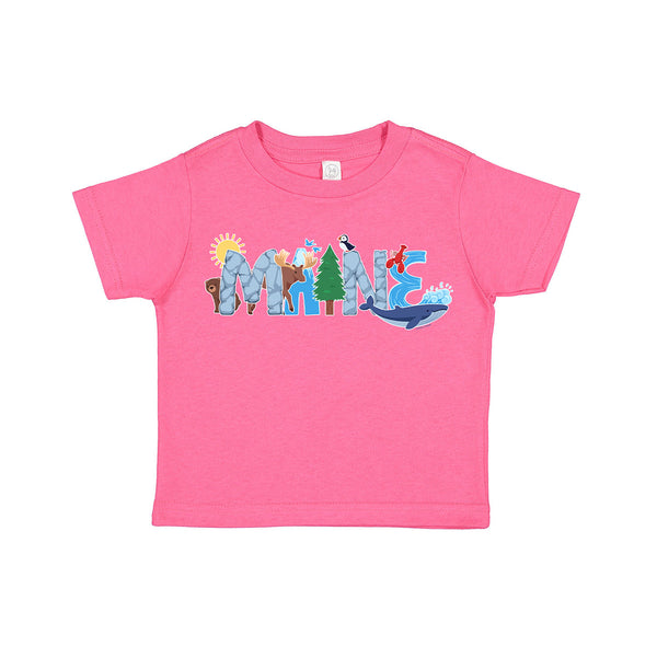 Maine T-Shirt: Whimsical Animals, 100% Cotton, Unisex Toddler 2T-5/6, Exclusive Retroplanet Design, ME T-shirts, Maine, Kids Tshirts