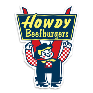 Mini Sticker: Howdy Beefburgers, New Hampshire's First Fast Food Restaurant, New England Memories,  Die Cut Sticker