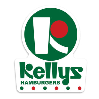 Mini Sticker; Kelly's Hamburgers, New England Fast Food Restaurant, Gone But Not Forgotten, Die Cut Vinyl Sticker