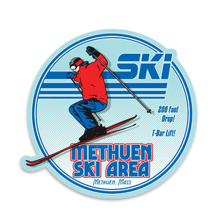 Mini Sticker; Ski Methuen Massachusetts Ski Area, Gone But Not Forgotten, Ski Hill, Vinyl Die Cut Souvenir Sticker