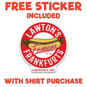 Lawton's Frankfurts T-Shirt, Adult Unisex Sand Tshirt, 100% Cotton, S-XXL, Lawrence MA, Gone But Not Forgotten, New England Memories