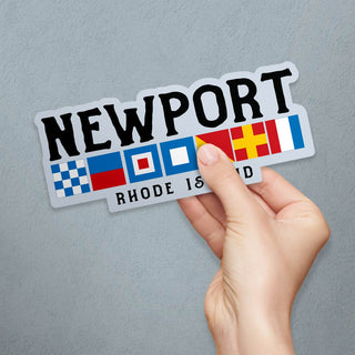 Newport Rhode Island Nautical Flag Large Vinyl Bumper Sticker, RI Sticker