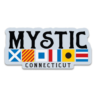 Mystic CT Nautical Flag Large Vinyl Bumper Sticker, Connecticut Sticker