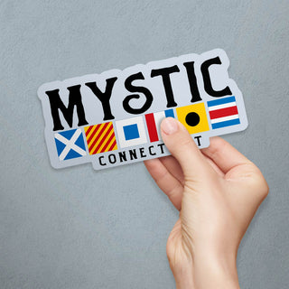 Mystic CT Nautical Flag Large Vinyl Bumper Sticker, Connecticut Sticker