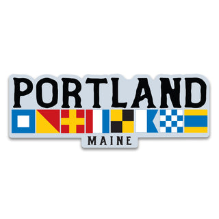 Portland Maine Nautical Flag Large Vinyl Bumper Sticker, ME Sticker