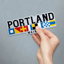 Portland Maine Nautical Flag Large Vinyl Bumper Sticker, ME Sticker