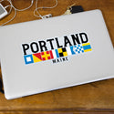 Portland Maine Nautical Flag Large Vinyl Bumper Sticker, ME Sticker