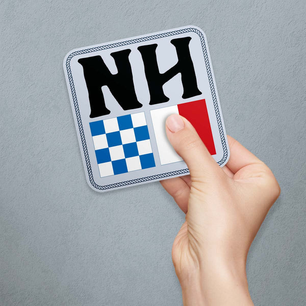 New Hampshire Nautical Flag State Abbreviation Vinyl Sticker, NH Bumper Sticker