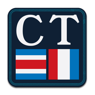 Connecticut Nautical Flag State Abbreviation Vinyl Sticker, CT Bumper Sticker