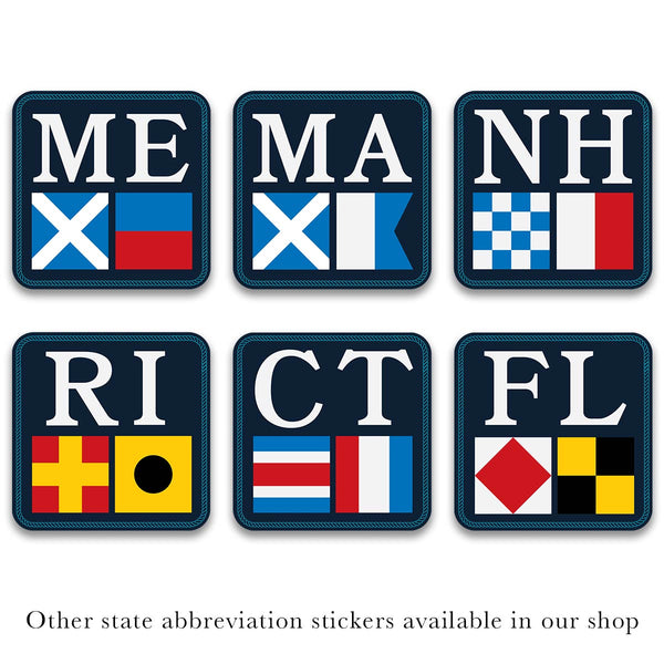 Connecticut Nautical Flag State Abbreviation Vinyl Sticker, CT Bumper Sticker