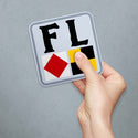 Florida Nautical Flag State Abbreviation Vinyl Sticker, FL Bumper Sticker