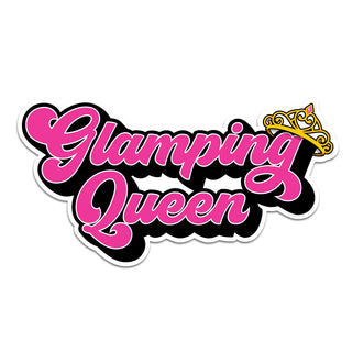 Glamping Queen Crown Script Large Die Cut Vinyl Sticker, Camping Sticker