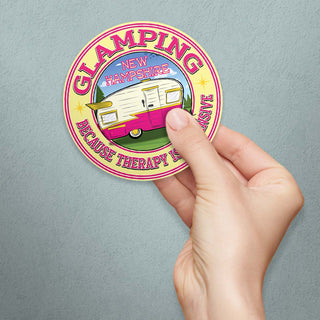 Glamping Die Cut Vinyl Sticker, Camping,Glamper Sticker, Choose from 4 New England States