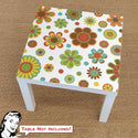 Decal Only: Mod Flowers 70s Colors, IKEA Lack Table Decal, IKEA Hack, Groovy Decor,DIY Home Decor