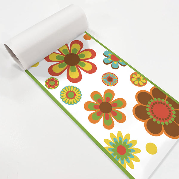 Mod Flowers 70s Color Palette Wall Border Peel and Stick