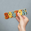Bumper Sticker; Boston Funky Flowers, MA Travel Decal, Script Souvenir Decal