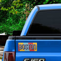 Bumper Sticker; Boston Retro 70s Colors, MA Travel Decal, Script Souvenir Decal