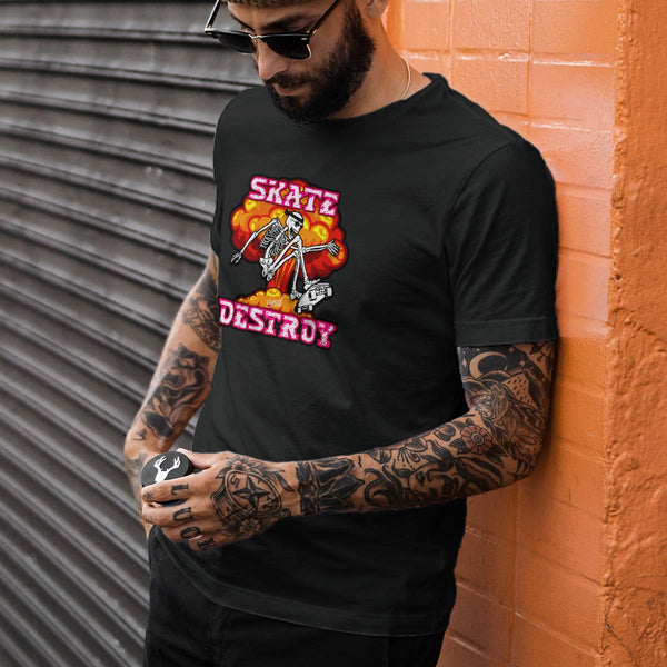 Skate and Destroy T-Shirt, Adult Unisex Black T-Shirt, 100% Cotton, S - XXL