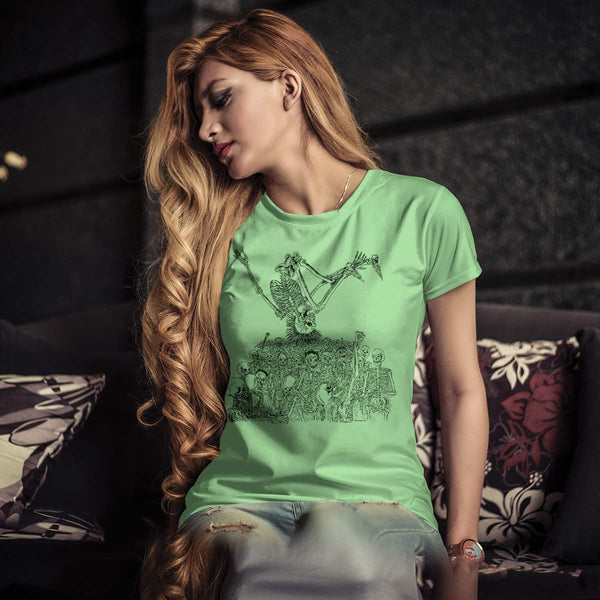 Stage Diving Skeletons T-Shirt, Adult Unisex Mint Green Tshirt, 100% Cotton, S-XXL, Rock T-shirt