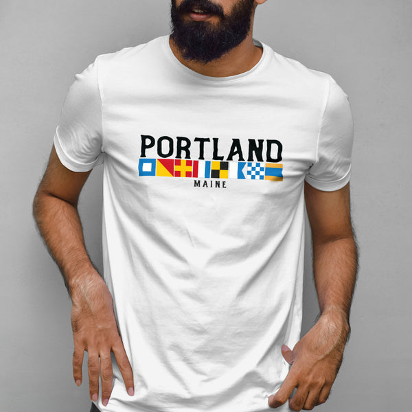 Nautical Flags Portland Maine T-Shirt Adult Unisex S-2X, Maine Tshirt