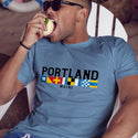 Nautical Flags Portland ME T-Shirt Baby Blue Adult Unisex S-2X, Maine Tshirt