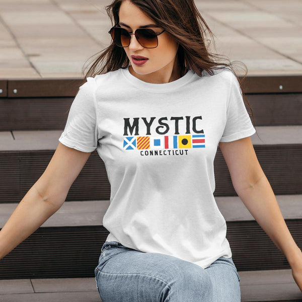 Nautical Flags Mystic Connecticut T-Shirt Adult Unisex S-2X, CT Tshirt