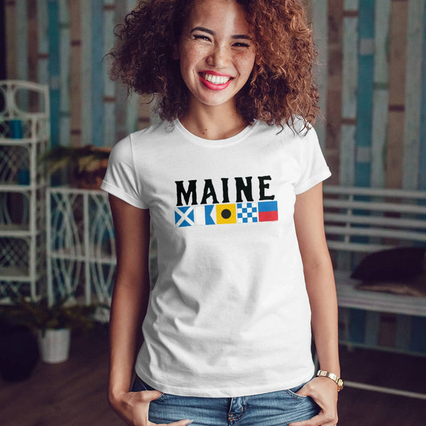 Nautical Flags Maine T-Shirt Adult Unisex S-2X, Maine Tshirt