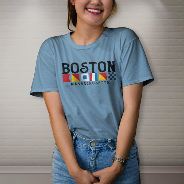 Nautical Flags Boston Massachusetts T-Shirt Adult Unisex S-2X, MA Tshirt