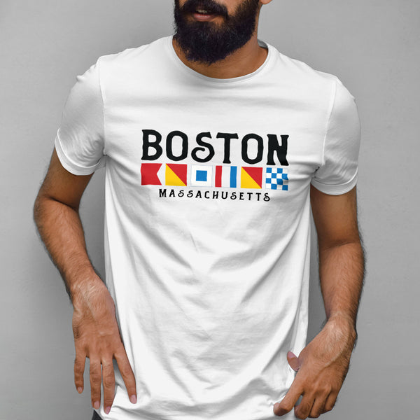 Nautical Flags Boston Massachusetts T-Shirt Adult Unisex S-2X, MA Tshirt