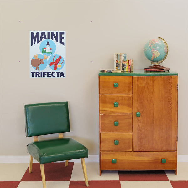 Maine Trifecta Lighthouse, Moose & Lobster Peel and Stick Wall Decal