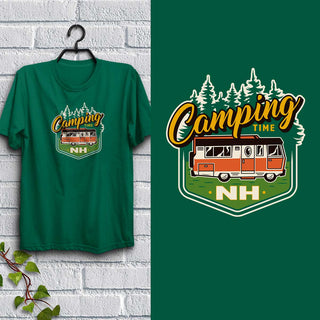 New Hampshire Camping Time T-Shirt, 100% Cotton, S-XXL, Unisex Tshirts
