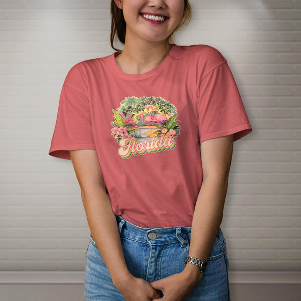 Florida Pink Flamingos T-Shirt Adult Unisex S-2X, FL Tshirt Choose from 3 Colors