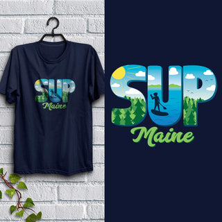 SUP Maine T-Shirt, Stand Up Paddling 100% Cotton Tshirts, Adult Unisex S-XXL