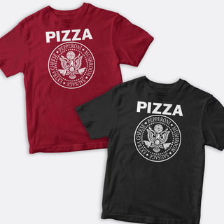 Pizza Punk Rock Ramones Style Logo T-Shirt, 100% Cotton, S-XXL, Adult Unisex