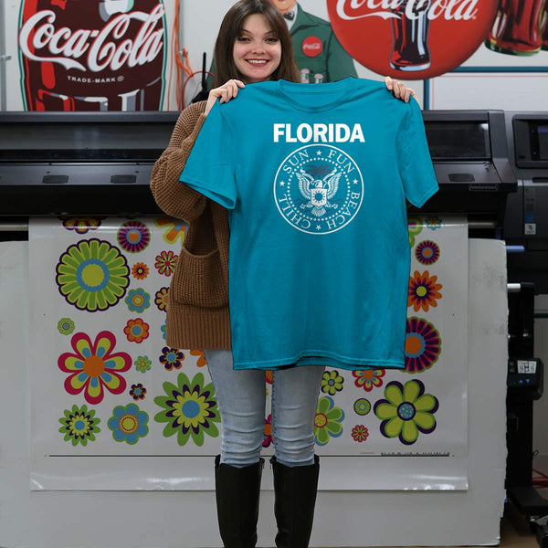 Florida Punk Rock T-Shirt Ramones Style Sun, Fun, Beach, & Chill, 100% Cotton, S-XXL, Unisex Tshirts
